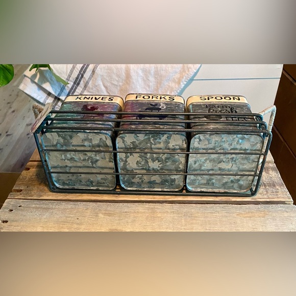 🔥Galvanized Metal Utensil Holder with Caddy🔥 - Picture 4 of 9